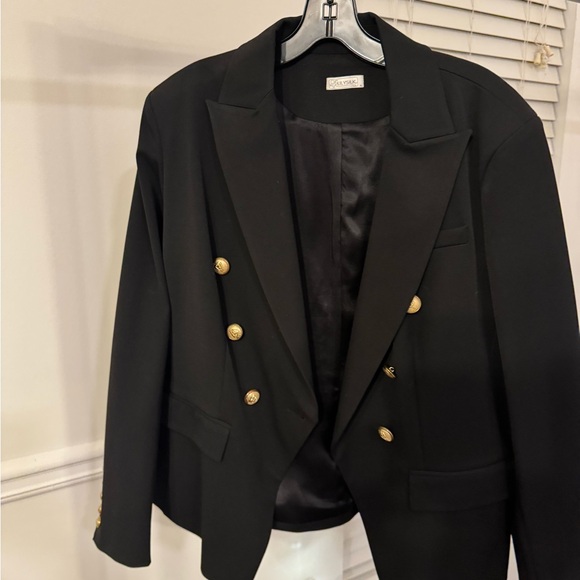 Lily Silk Jackets & Blazers - Lily Silk Classic Double Breasted Black Blazer with Gold Buttons